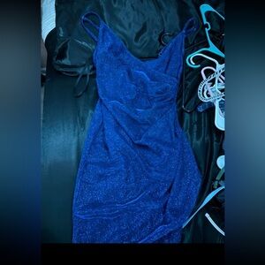 blue glitter mini dress